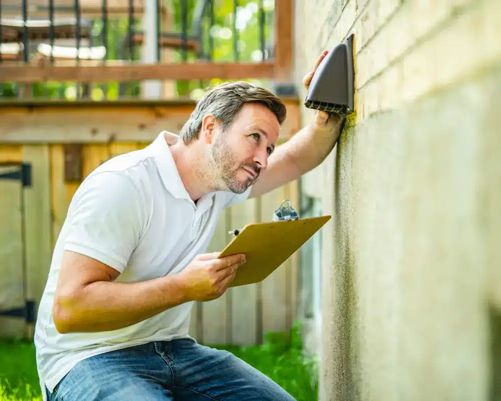 Man inspecting house